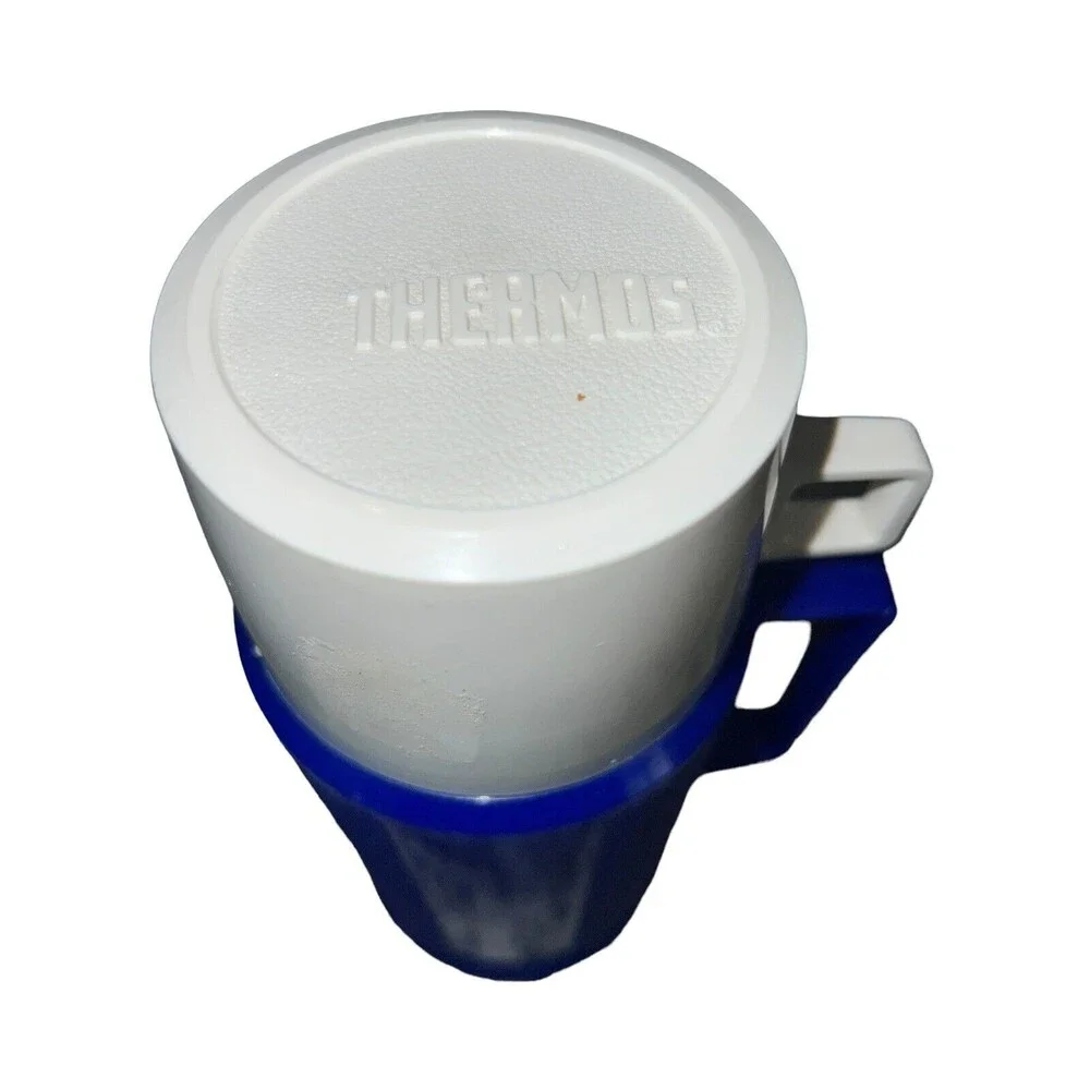 Thermos Vintage Blue and‎ White Pint Size Division King Seeley Food Cap